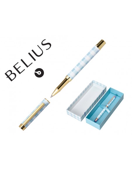 Boligrafo belius perfect picnic day aluminio color azul celeste dorado tinta azulcaja de diseño