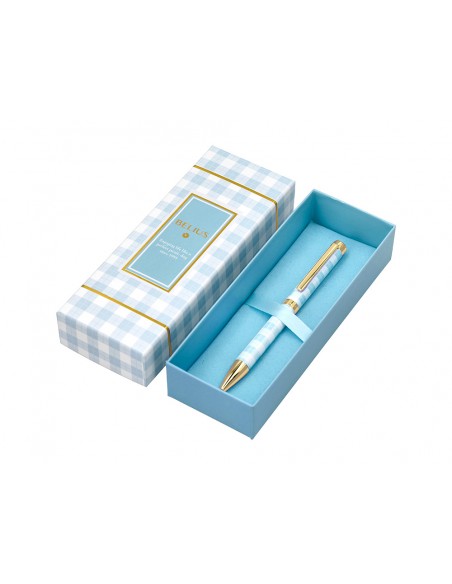 Boligrafo belius perfect picnic day aluminio color azul celeste dorado tinta azulcaja de diseño