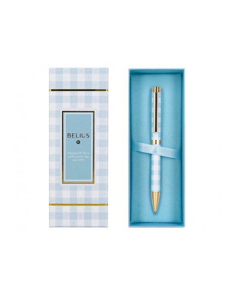 Boligrafo belius perfect picnic day aluminio color azul celeste dorado tinta azulcaja de diseño