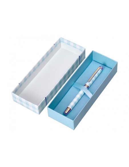 Boligrafo belius perfect picnic day aluminio color azul celeste dorado tinta azulcaja de diseño