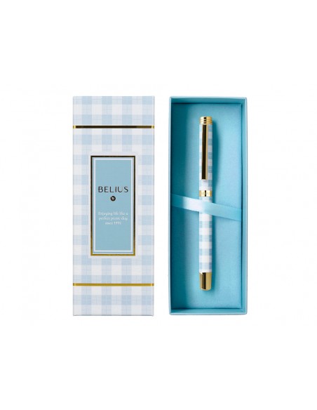 Boligrafo belius perfect picnic day aluminio color azul celeste dorado tinta azulcaja de diseño