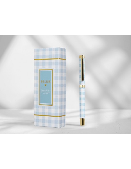 Boligrafo belius perfect picnic day aluminio color azul celeste dorado tinta azulcaja de diseño