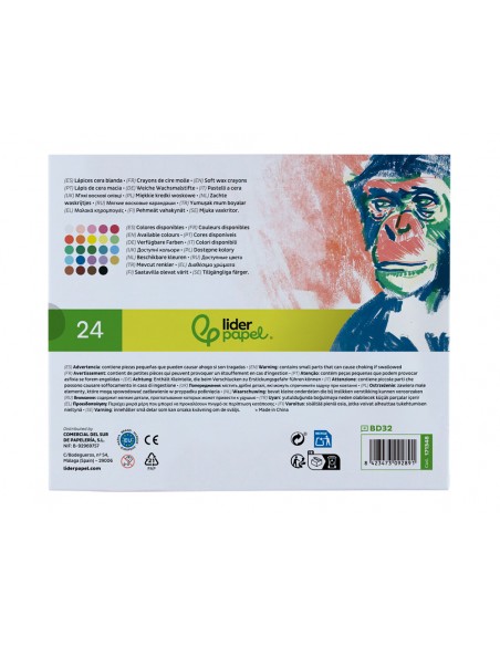 Lapices cera blanda liderpapel redonda caja de 24 unidades colores surtidos