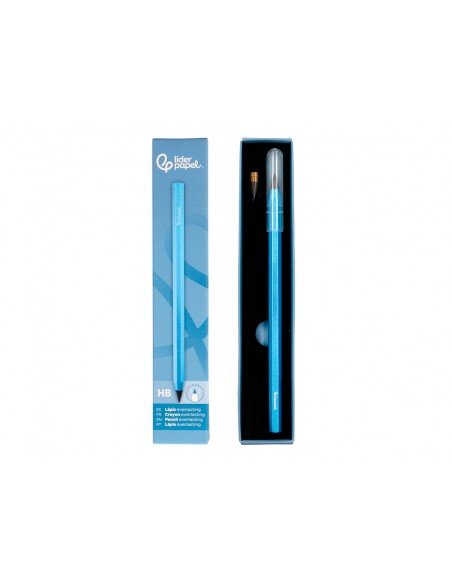 Lapiz de grafito infinito liderpapel aluminio hexagonal azul ultra resistente 1 punta de recambio