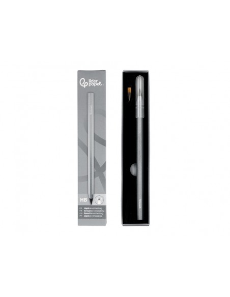 Lapiz de grafito infinito liderpapel aluminio hexagonal plateado ultra resistente 1 punta de recambio
