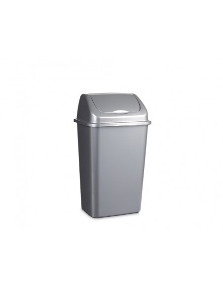 Papelera basculante plasticforte plastico 15 litros color plata 285x225x470 mm