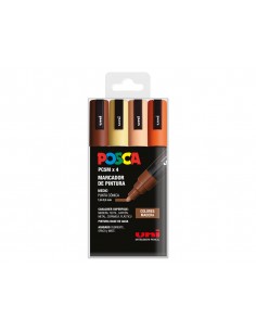 Rotulador uni posca pc-5m/4c estuche de 4 unidades colores madera surtidos