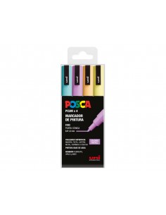 Rotulador uni posca pc-3m/4c estuche de 4 unidades colores pastel surtidos