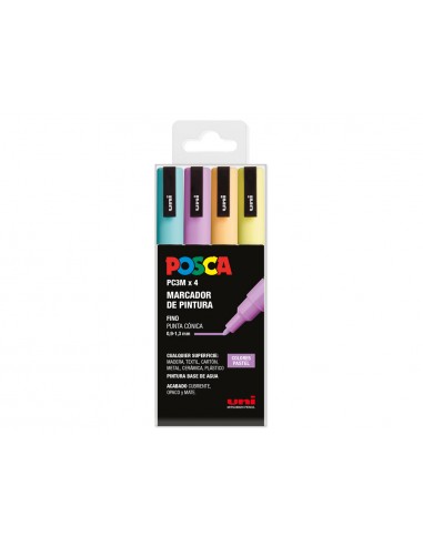 Rotulador uni posca pc-3m/4c estuche de 4 unidades colores pastel surtidos
