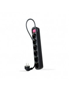 Regleta 6 tomas 1.4m nanocable con interruptor negro - 250v - proteccion