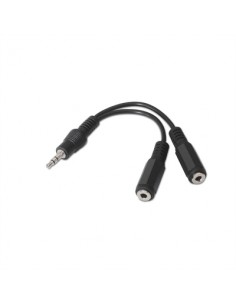 Cable audio nanocable 1 x jack 3.5mm a 2 x jack 3.5mm - macho - hembra - 15cm