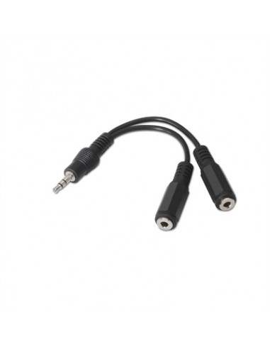 Cable audio nanocable 1 x jack 3.5mm a 2 x jack 3.5mm - macho - hembra - 15cm