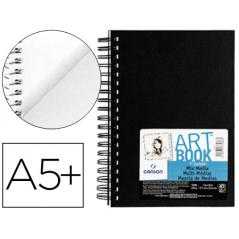 Bloc dibujo multitecnicas canson mix media art book espiral liso din a5+ 40 hojas grano fino 224 gr - Imagen 1