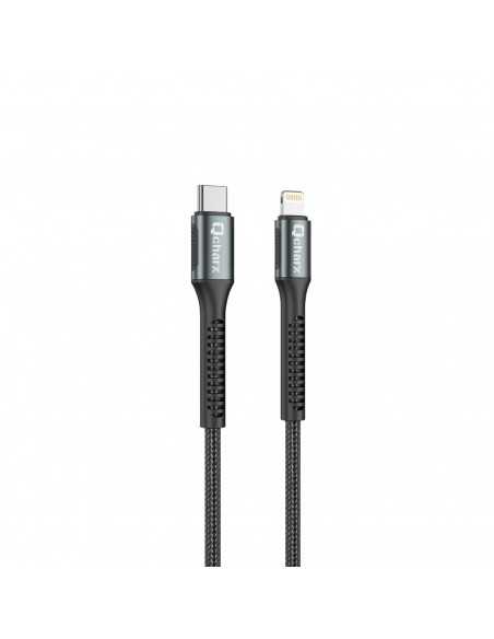 Cable qcharx prague tipo c a lightning 3a 20w - 1 m - aleaciÃ³n de aluminio negro cable trenzado suave