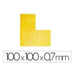 Simbolo adhesivo durable pvc forma de l para delimitacion suelo amarillo 100x100x0,7 mm pack de 10 unidades - Imagen 1