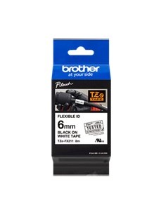Cinta laminada brother tzefx211 texto negro sobre fondo blanco - 6mm ancho - 8m longitud