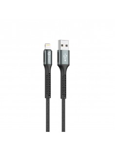 Cable qcharx prague usb a lightning 3a - 1 m - aleaciÃ³n de aluminio negro cordÃ³n de tela suave