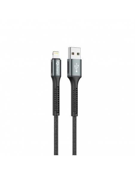 Cable qcharx prague usb a lightning 3a - 1 m - aleaciÃ³n de aluminio negro cordÃ³n de tela suave