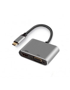 Adaptador ewent usb tipo c a hdmi 4k y vga 15cm - macho - hembra