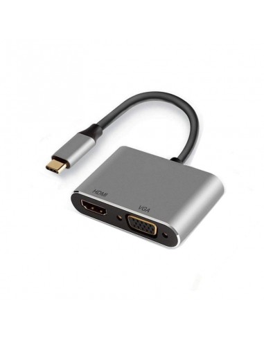 Adaptador ewent usb tipo c a hdmi 4k y vga 15cm - macho - hembra