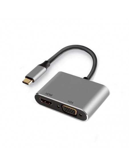 Adaptador ewent usb tipo c a hdmi 4k y vga 15cm - macho - hembra