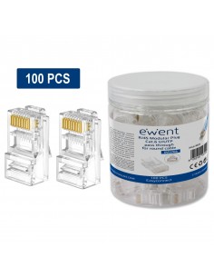 Conector rj45 ewent easyconnect im1206 cat.6 u - utp para cable redondo 100 unidades