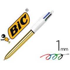 Bolígrafo bic cuatro colores shine oro punta de 1 mm - Imagen 1