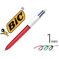 Bolígrafo bic cuatro colores shine rojo punta de 1 mm - Imagen 1