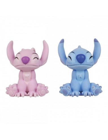 Pack de 2 figuras flocadas enesco disney stitch y angel beso