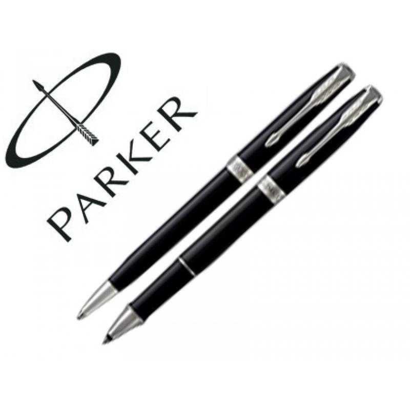 Juego parker dúo sonnet laca negra ct bolígrafo + roller - Imagen 1