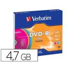 Dvd-r verbatim azo capacidad 4.7gb velocidad 16x 120 min pack de 5 unidades colores surtidos caja slim - Imagen 1