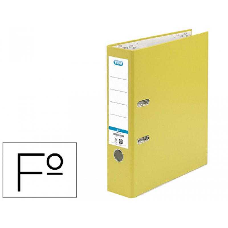Archivador de palanca elba cartón forrado pvc con rado top folio lomo 80 mm amarillo - Imagen 1