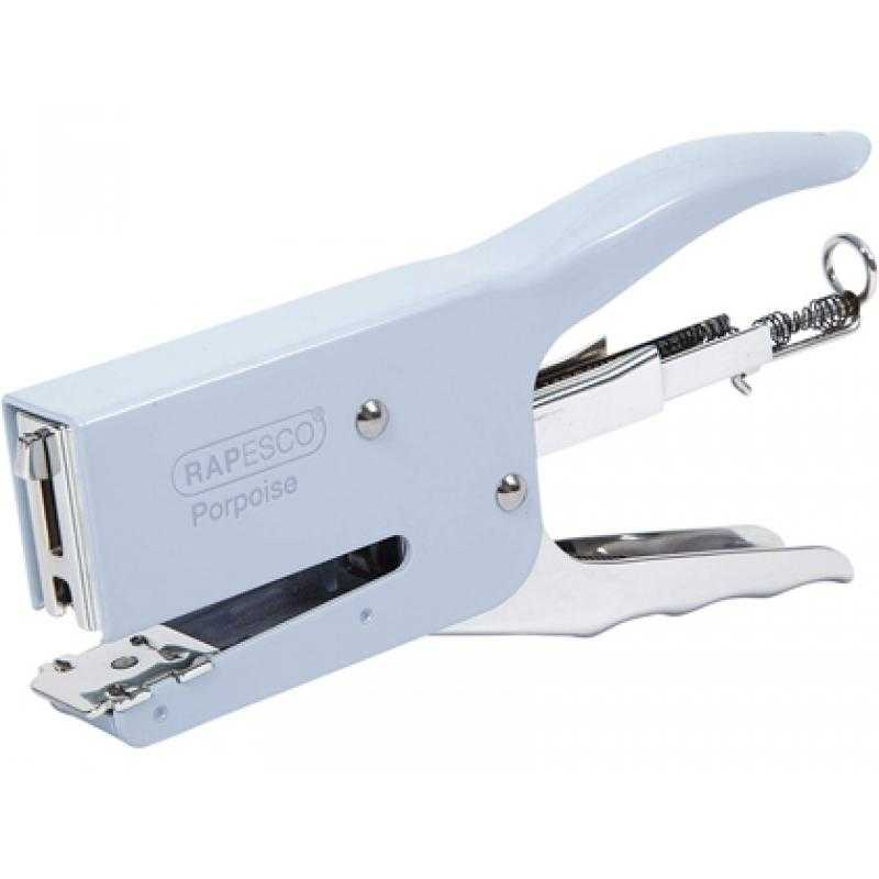 Grapadora rapesco tenaza porpoise capacidad 40 hojas usa grapas 24/6-8 y 26/6-8 color azul
