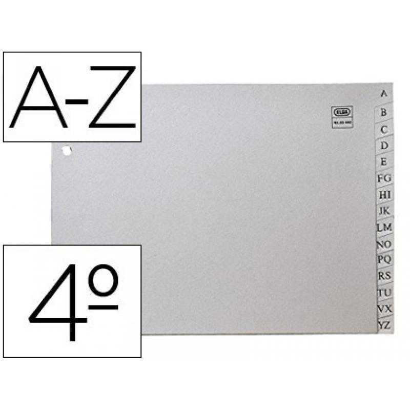 Separador alfabetico elba plástico 120 mc cuarto 2 taladros a-z gris - Imagen 1