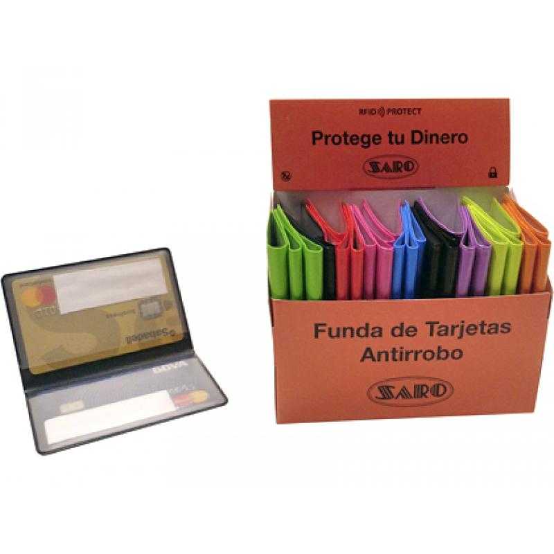 Funda portatarjetas saro antirrobo datos doble cara capacidad 4 tarjetas colores surtidos 65 x 95 mm - Imagen 1