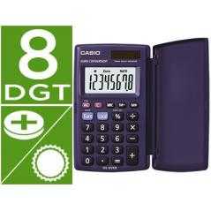 Calculadora casio hs-8ver bolsillo 8 dígitos conversion moneda con tapa color azul - Imagen 1