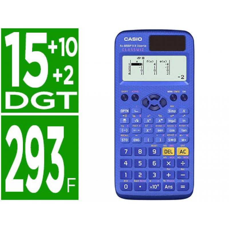 Calculadora casio fx-85spx ii classwiz cientifica 293 funciones 9 memorias 15+10+2 dígitos 16 mb flash rom con