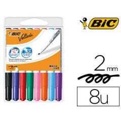 Rotulador bic velleda para pizarra punta redonda 2 mm bolsa de 8 unidades colores surtidos - Imagen 1