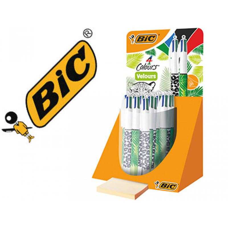 Bolígrafo bic 4 colores velours expositor de 20 unidades surtidas 230x125x149 mm - Imagen 1