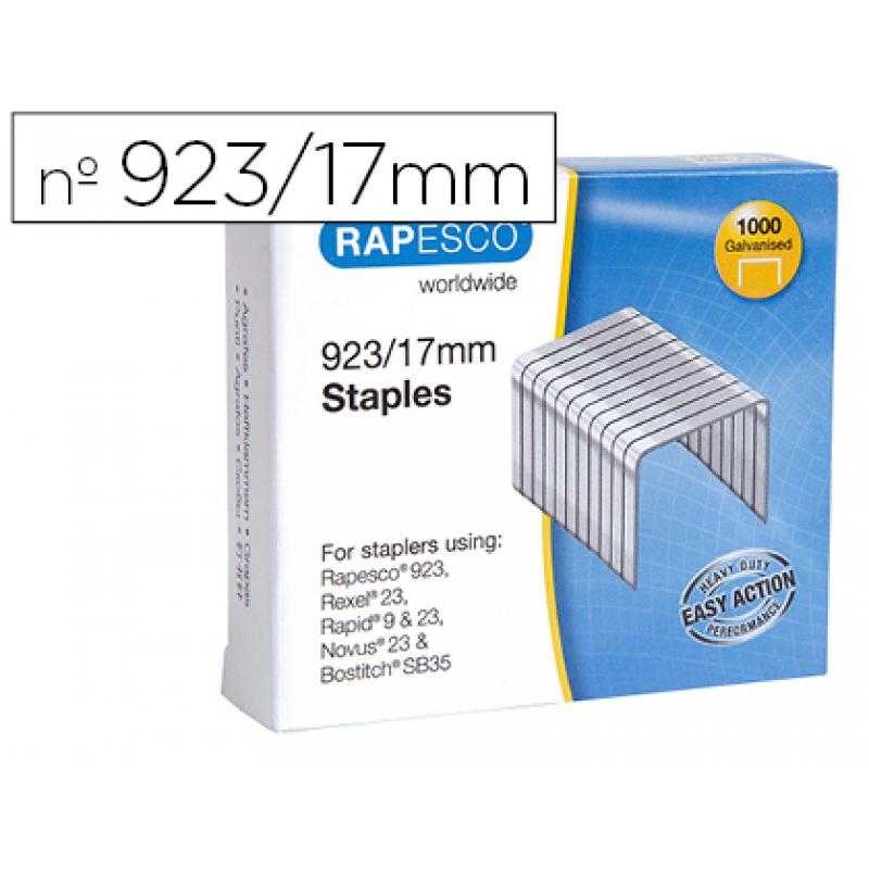 Grapas rapesco galvanizada 923/17 caja de 1000 unidades