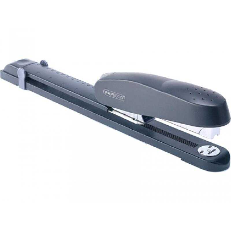 Grapadora rapesco brazo largo din a3 capacidad 50 hojas usa grapas 22/6 24/6 y 26/6 color negro - Imagen 1