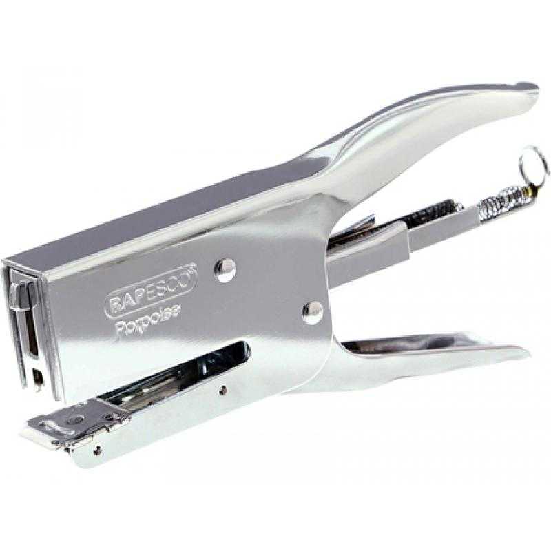 Grapadora rapesco tenaza porpoise metálica capacidad 40 hojas usa grapas 24/6 y 26/6 color plata - Imagen 1