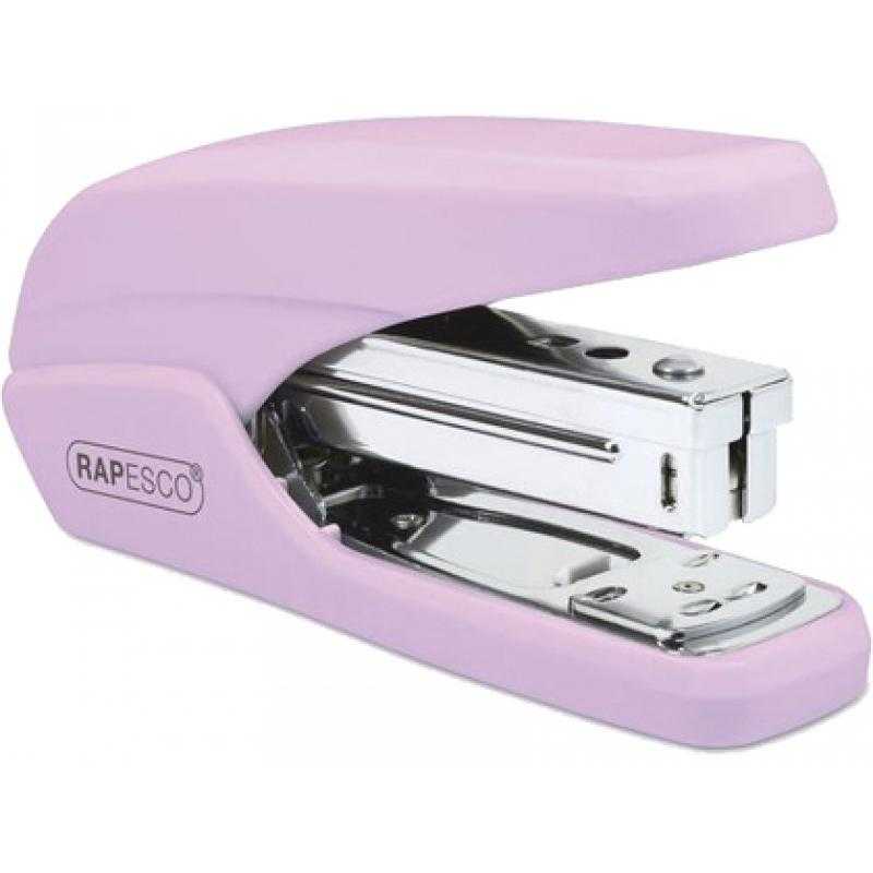 Grapadora rapesco x5-25ps mini capacidad 25 hojas usa grapas 24/6 y 26/6 color rosa