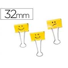 Pinza metálica rapesco reversible 32 mm emojis amarillo caja de 20 unidades