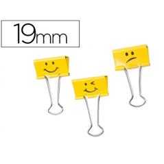 Pinza metálica rapesco reversible 19 mm emojis amarillo cajita de 20 unidades