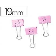 Pinza metálica rapesco reversible 19 mm emojis rosa cajita de 20 unidades