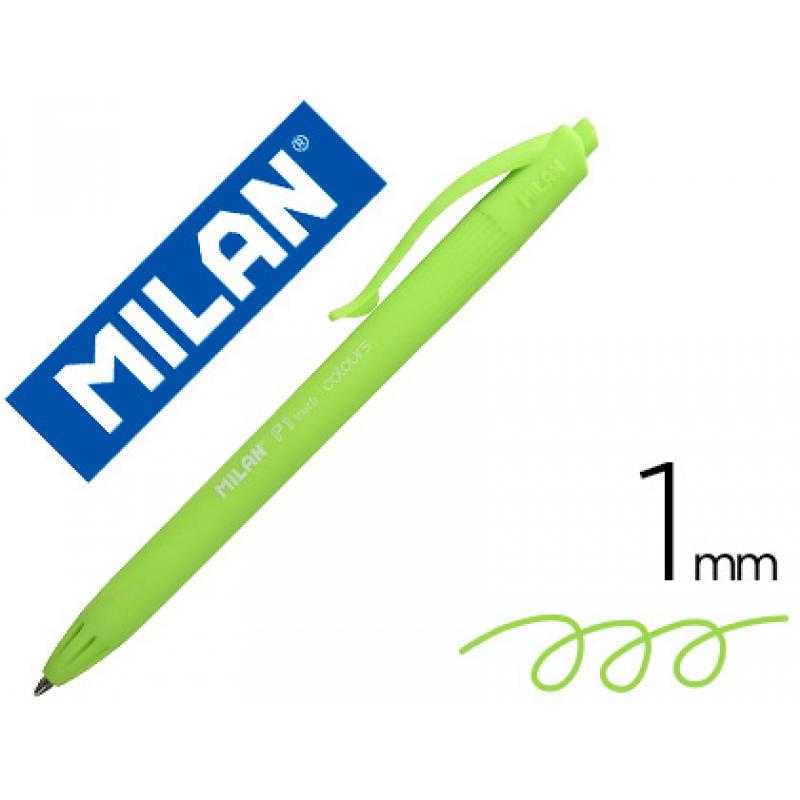 Bolígrafo milan p1 retráctil 1 mm touch verde claro - Imagen 1