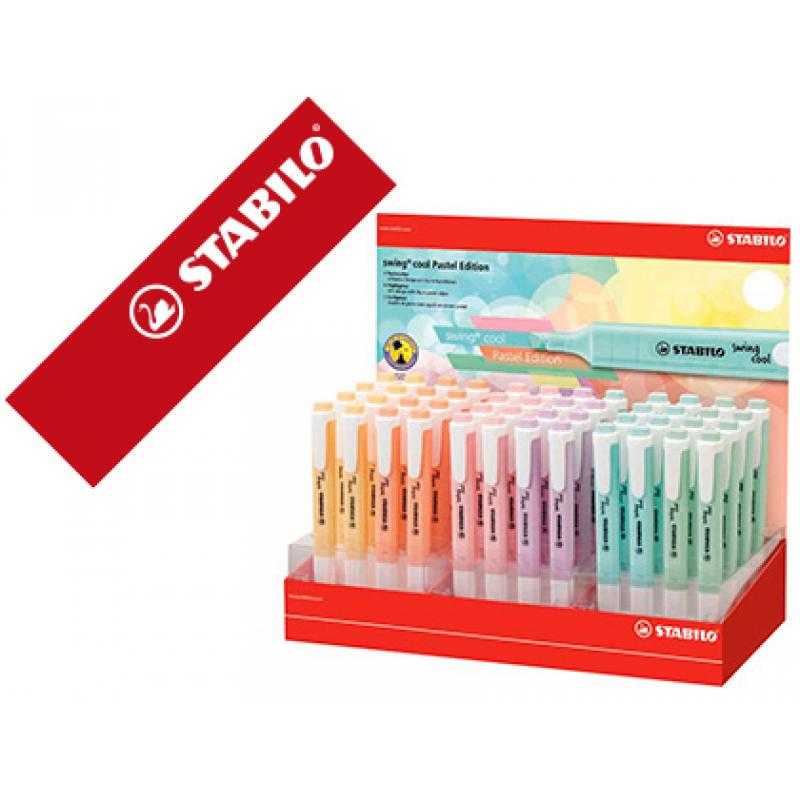 Rotulador stabilo fluorescente swing cool pastel expositor de 48 unidades colores surtidos - Imagen 1