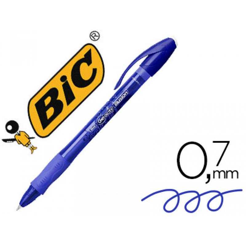 Bolígrafo bic gelocity illusion borrable azul punta de 0,7 mm - Imagen 1