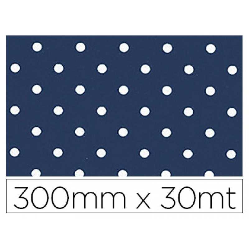 Papel fantasía colibri simple metalizado azul con puntos bobina 300 mm x 30 mt - Imagen 1